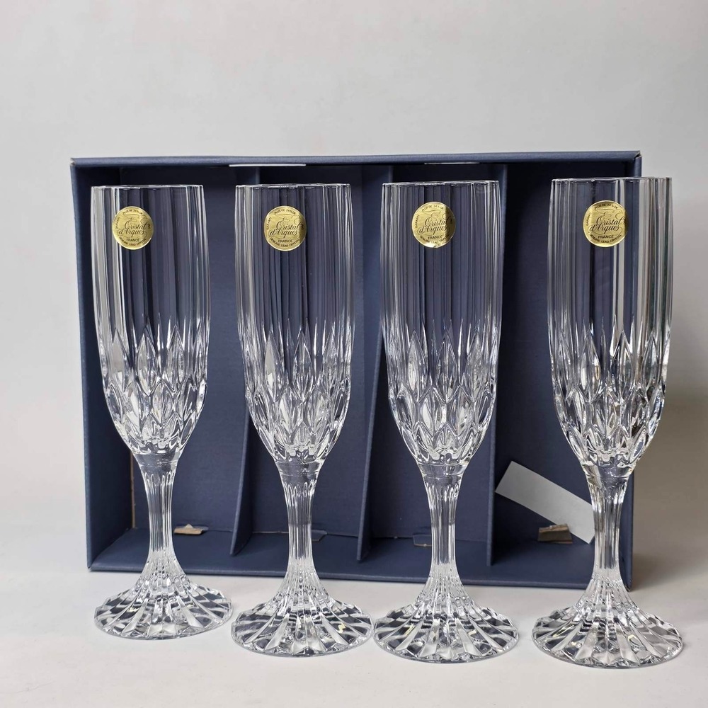 Cristal d'Arques Bretagne Crystal Champagne Flutes 8 1/8" 5 oz. Durand Vintage